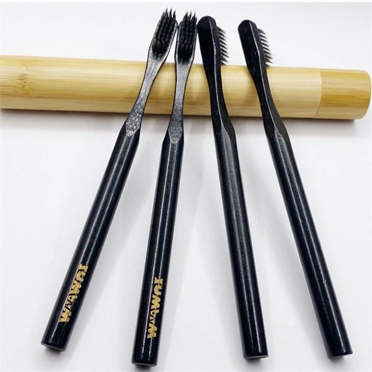 silk print logo biodegradable bamboo toothbrush